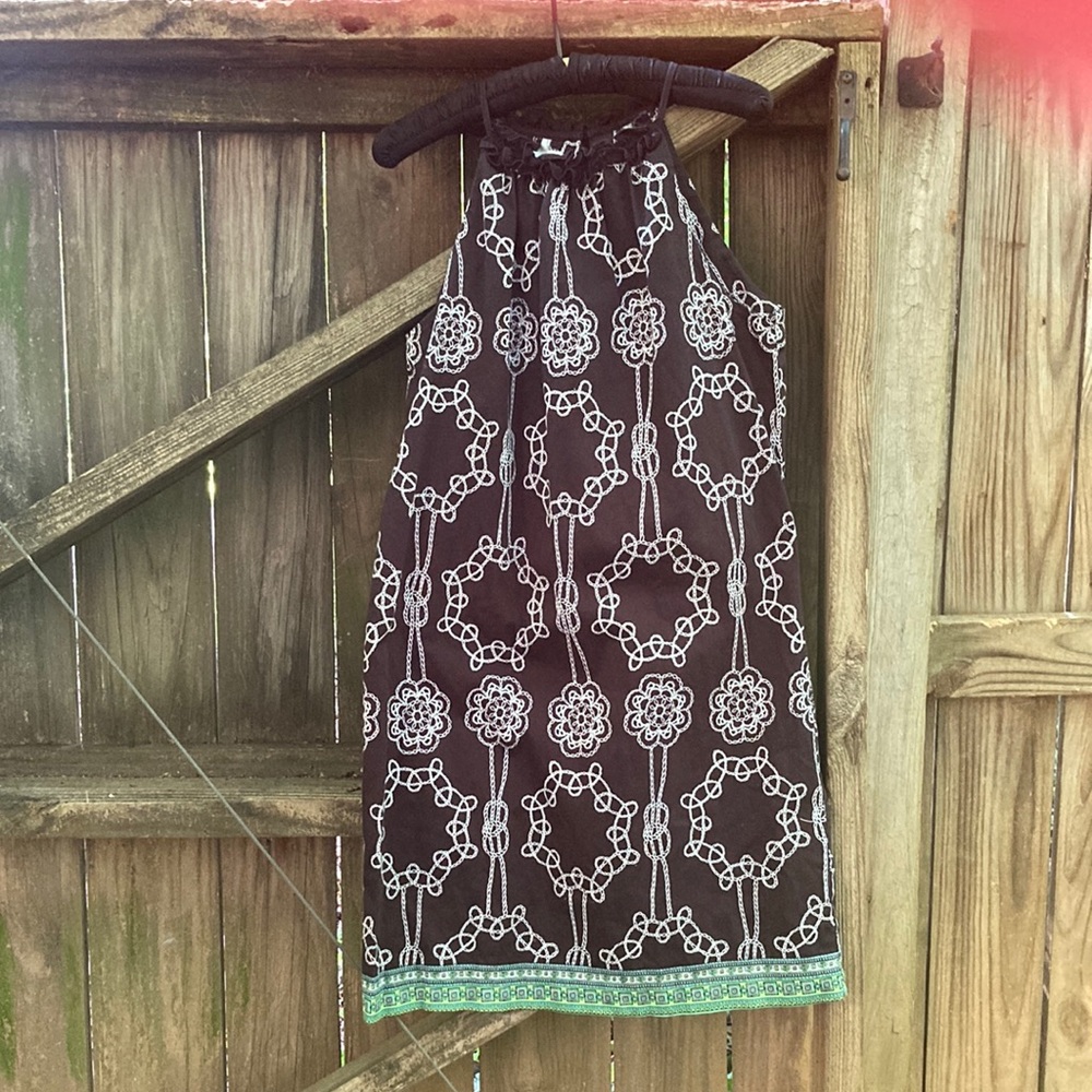 London Times cotton blend black and white sundress